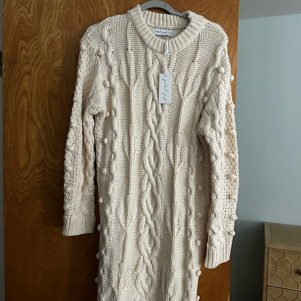 Petal & Pup Cream Cable Knit Midi Dress